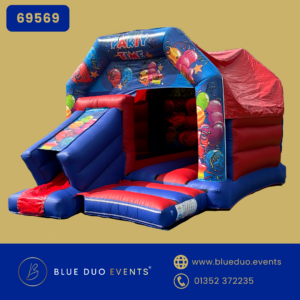 12X17 Red & Blue A Frame Castle and Slide Combo