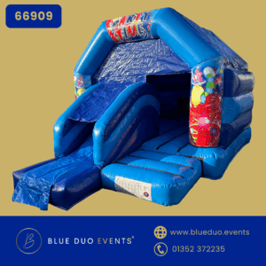 11X16 Light & Dark Blue  A Frame Castle and Slide Combo